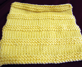Knit sampler with horizontal rows