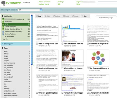 Screenshot of My Evernote