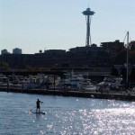 Paddleboarder with Space Needle
